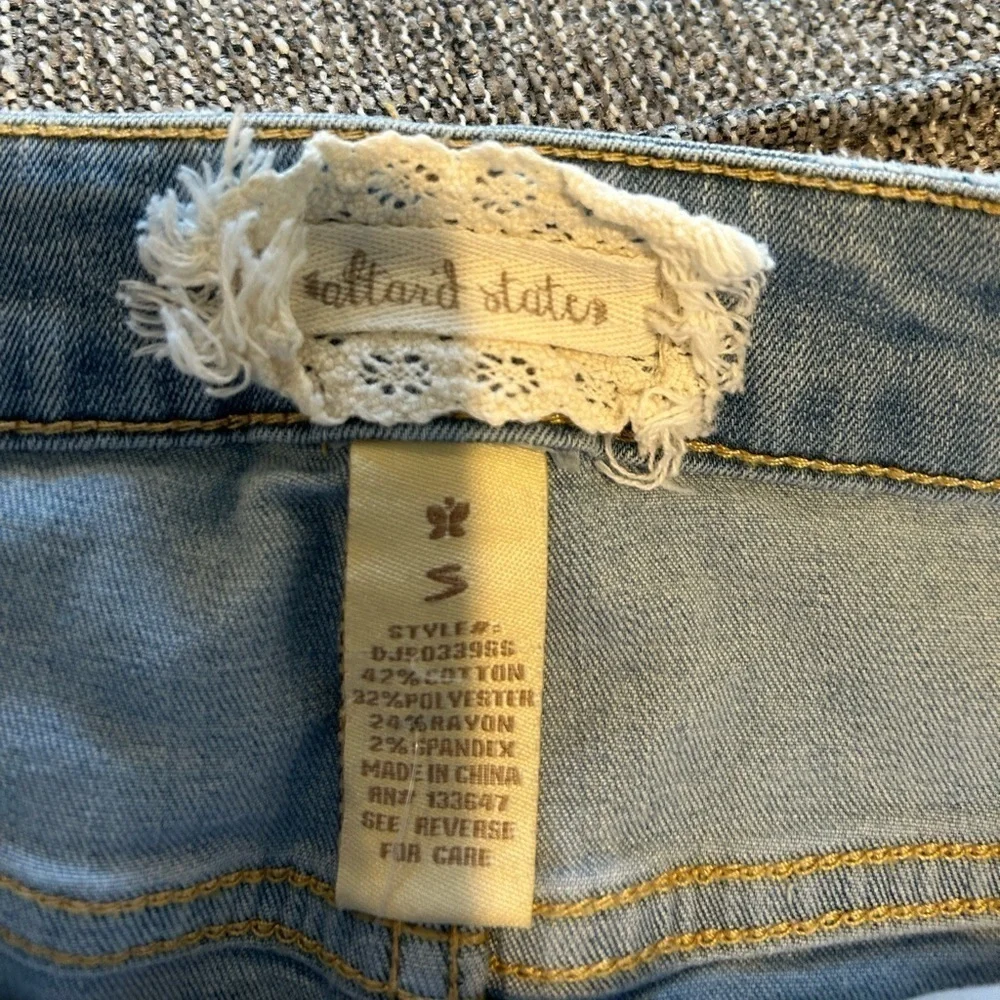 Bag208. Sz S length 14” distressed denim light wash skirt. - Picture 2 of 3